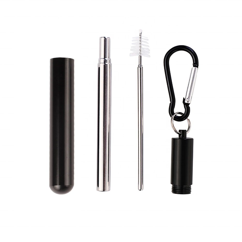 304 stainless steel telescopic straws with aluminum alloy storage